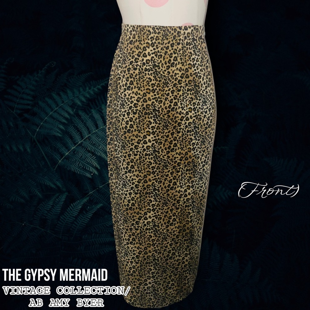 AGB Petite Amy Byer Vintage 90s Leopard Print Maxi Skirt Sz Small